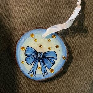 Blue Bow Holiday Ornament